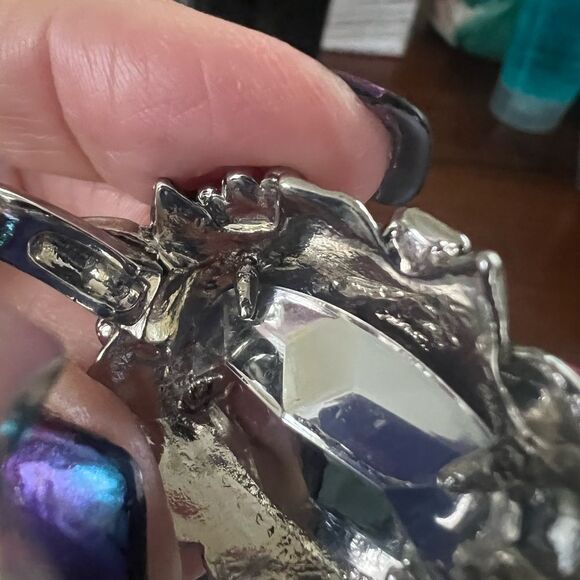 RARE! VTG Y2K? AVON *Floral* Butterfly Double 2 finger Ring M 7/8 - Picture 9 of 12